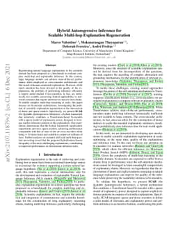 Hybrid Autoregressive Inference for Scalable Multi-hop Explanation
  Regeneration