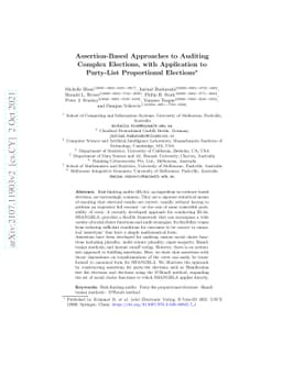 Assertion-Based Approaches to Auditing Complex Elections, with
  Application to Party-List Proportional Elections