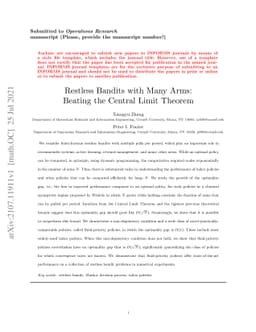 Restless Bandits with Many Arms: Beating the Central Limit Theorem
