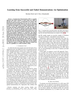 Learning from Successful and Failed Demonstrations via Optimization