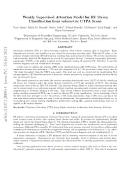 Weakly Supervised Attention Model for RV StrainClassification from
  volumetric CTPA Scans