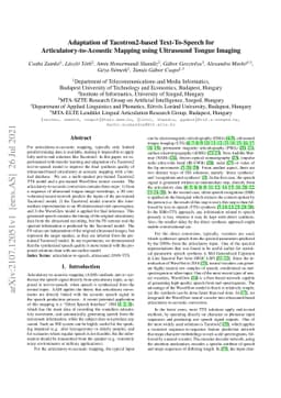 Adaptation of Tacotron2-based Text-To-Speech for
  Articulatory-to-Acoustic Mapping using Ultrasound Tongue Imaging