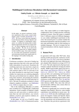 Multilingual Coreference Resolution with Harmonized Annotations