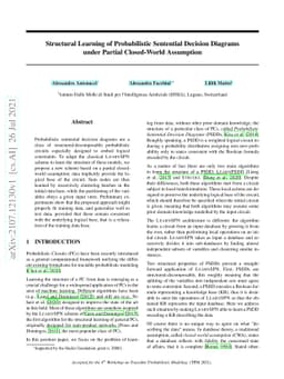 Structural Learning of Probabilistic Sentential Decision Diagrams under
  Partial Closed-World Assumption