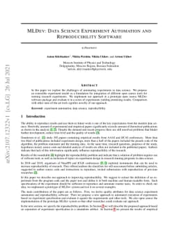 MLDev: Data Science Experiment Automation and Reproducibility Software