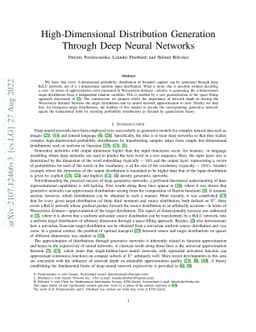 High-Dimensional Distribution Generation Through Deep Neural Networks