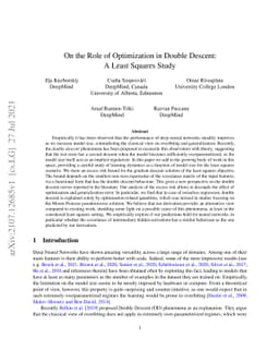 On the Role of Optimization in Double Descent: A Least Squares Study