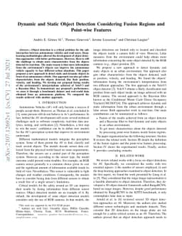 Dynamic and Static Object Detection Considering Fusion Regions and
  Point-wise Features