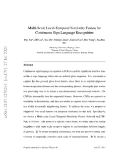 Multi-Scale Local-Temporal Similarity Fusion for Continuous Sign
  Language Recognition