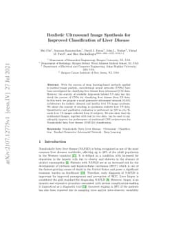 Realistic Ultrasound Image Synthesis for Improved Classification of
  Liver Disease