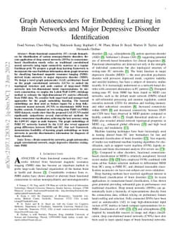 Graph Autoencoders for Embedding Learning in Brain Networks and Major
  Depressive Disorder Identification