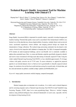 Technical Report: Quality Assessment Tool for Machine Learning with
  Clinical CT