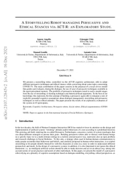 A Storytelling Robot managing Persuasive and Ethical Stances via ACT-R:
  an Exploratory Study