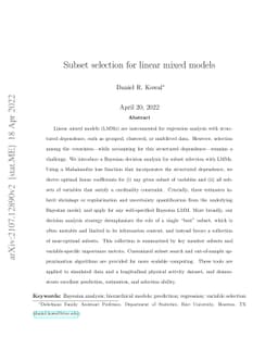 Subset selection for linear mixed models