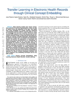 Transfer Learning in Electronic Health Records through Clinical Concept
  Embedding