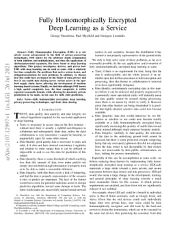 Fully Homomorphically Encrypted Deep Learning as a Service