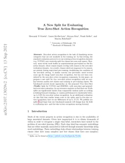 A New Split for Evaluating True Zero-Shot Action Recognition