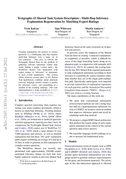 Red Dragon AI at TextGraphs 2021 Shared Task: Multi-Hop Inference
  Explanation Regeneration by Matching Expert Ratings