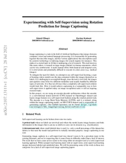 Experimenting with Self-Supervision using Rotation Prediction for Image
  Captioning