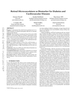 Retinal Microvasculature as Biomarker for Diabetes and Cardiovascular
  Diseases