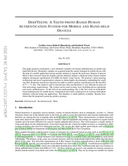 DeepTeeth: A Teeth-photo Based Human Authentication System for Mobile
  and Hand-held Devices