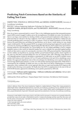 Predicting Patch Correctness Based on the Similarity of Failing Test
  Cases