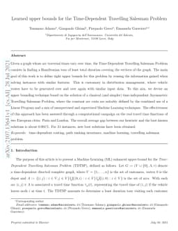 Learned upper bounds for the Time-Dependent Travelling Salesman Problem