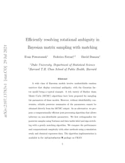 Efficiently resolving rotational ambiguity in Bayesian matrix sampling
  with matching