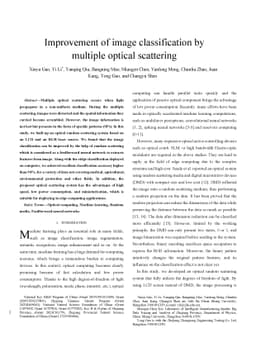 Improvement of image classification by multiple optical scattering