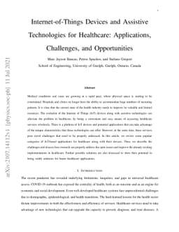 Internet-of-Things Devices and Assistive Technologies for Healthcare:
  Applications, Challenges, and Opportunities