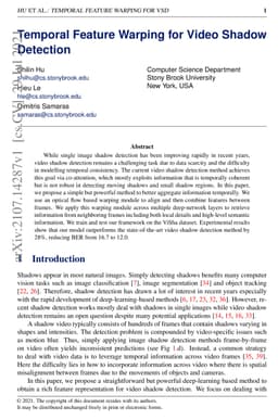 Temporal Feature Warping for Video Shadow Detection