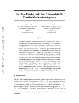 Distributed Strategy Selection: A Submodular Set Function Maximization
  Approach