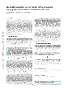 Speeding Up Permutation Invariant Training for Source Separation