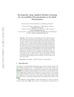 Strategically using Applied Machine Learning for Accessibility
  Documentation in the Built Environment