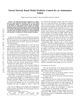 Neural Network Based Model Predictive Control for an Autonomous Vehicle