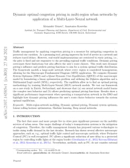 Dynamic optimal congestion pricing in multi-region urban networks by
  application of a Multi-Layer-Neural network