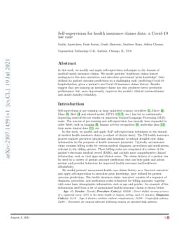 Self-supervision for health insurance claims data: a Covid-19 use case