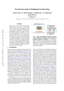 Towards Universality in Multilingual Text Rewriting