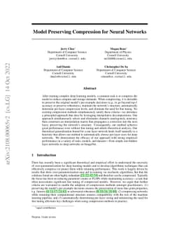 Model Preserving Compression for Neural Networks