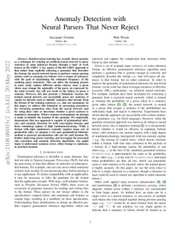 Anomaly Detection with Neural Parsers That Never Reject