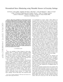 Personalized Stress Monitoring using Wearable Sensors in Everyday
  Settings