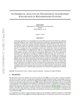 An Empirical Analysis on Transparent Algorithmic Exploration in
  Recommender Systems