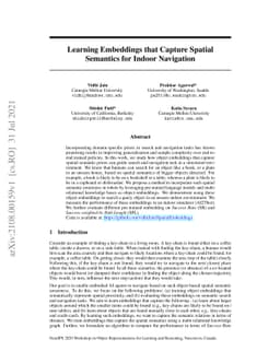 Learning Embeddings that Capture Spatial Semantics for Indoor Navigation