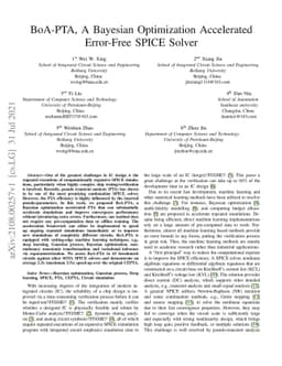 BoA-PTA, A Bayesian Optimization Accelerated Error-Free SPICE Solver