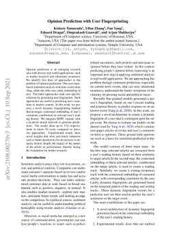 Opinion Prediction with User Fingerprinting
