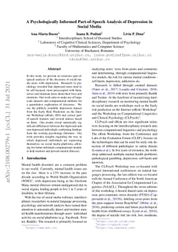A Psychologically Informed Part-of-Speech Analysis of Depression in
  Social Media