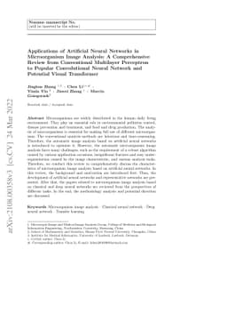Applications of Artificial Neural Networks in Microorganism Image
  Analysis: A Comprehensive Review from Conventional Multilayer Perceptron to
  Popular Convolutional Neural Network and Potential Visual Transformer