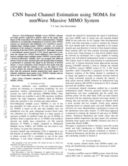 CNN based Channel Estimation using NOMA for mmWave Massive MIMO System