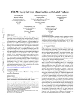 DECAF: Deep Extreme Classification with Label Features