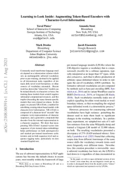 Learning to Look Inside: Augmenting Token-Based Encoders with
  Character-Level Information